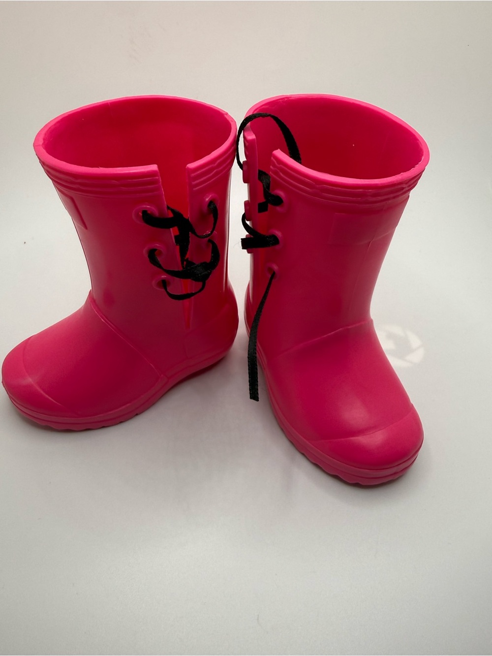 Madame Alexander Hot Pink Doll Rain Boots with Black Laces for 18” dolls